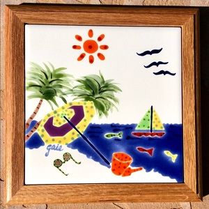 Beach Scene- Let’s Go! Ceramic tile hand painted